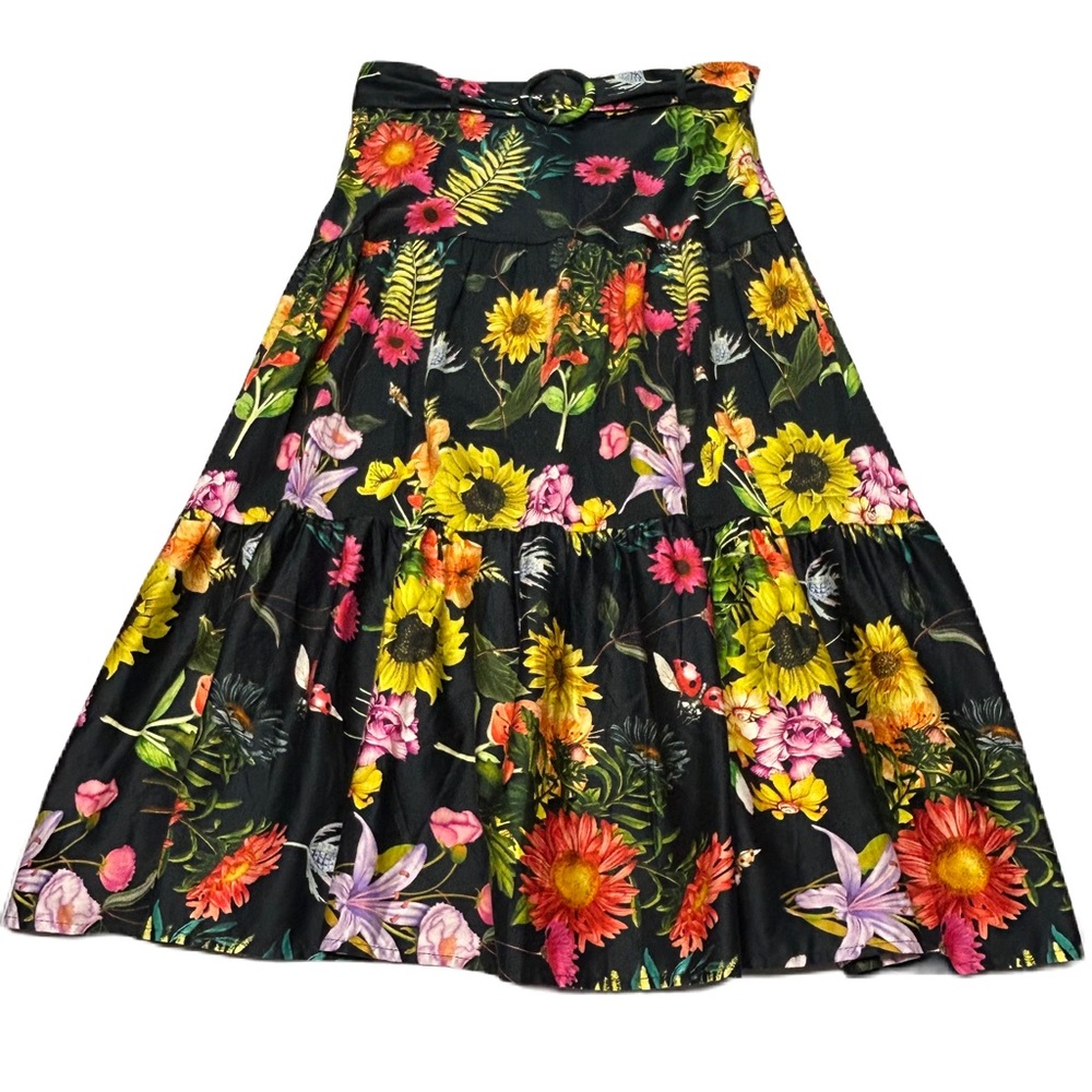 Ina Womens Floral Cottage Maxi Skirt Size L Tiered Ruffle Boho Fairy Bloomcore‎